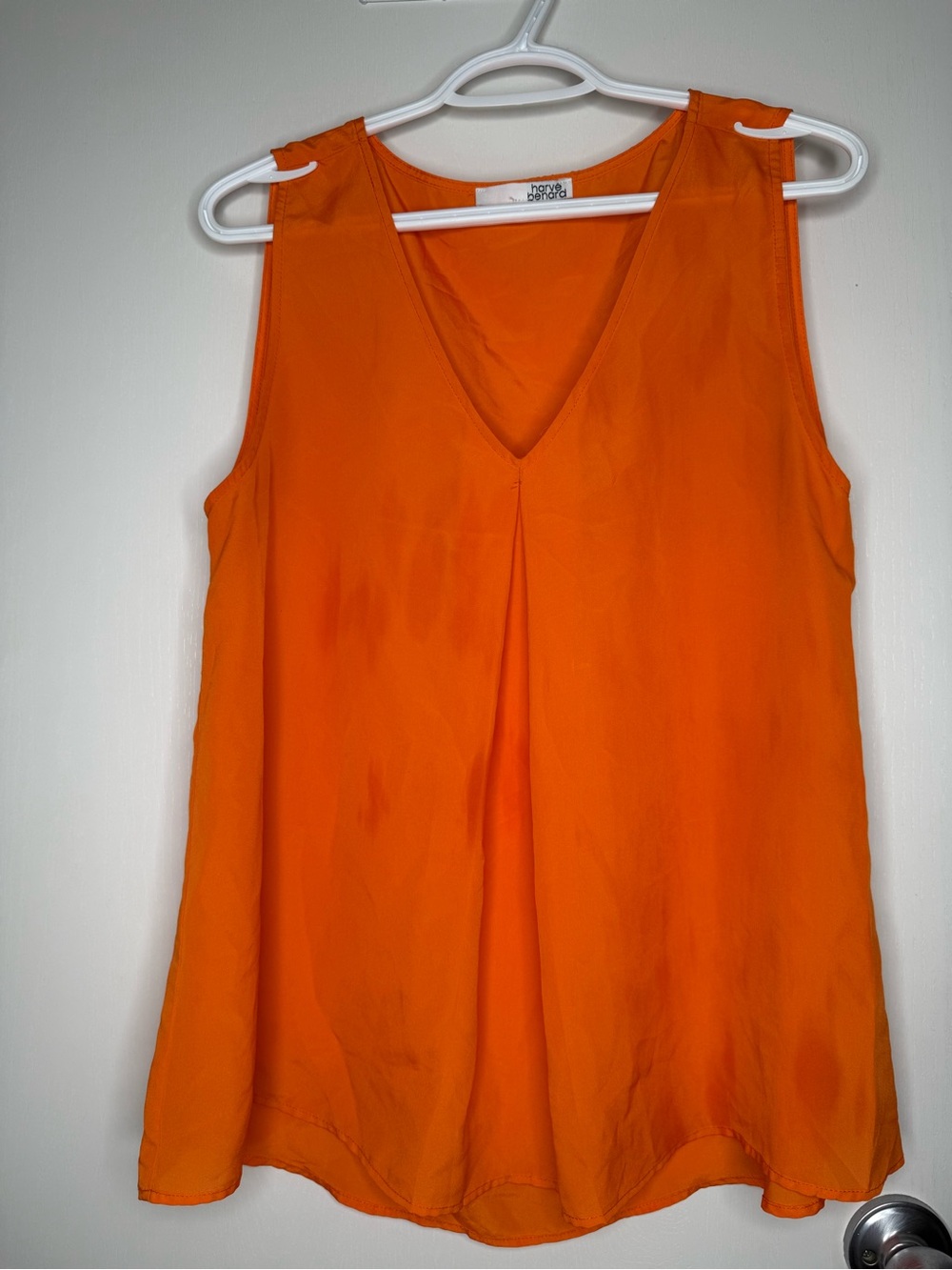 Harve Bénard Orange V-Neck Sleeveless Top Blouse Large